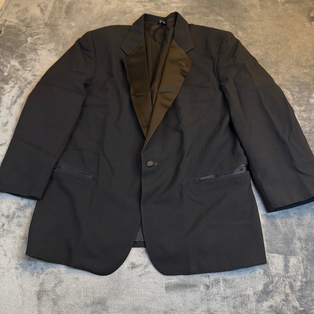 Neil Allyn Tuxedo Jacket Mens‎ 43R Black Wool Satin Peak Lapel Formal Blazer
